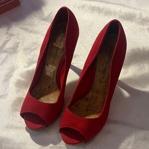 Christian Siriano Scarlet Peep-Toe Heels